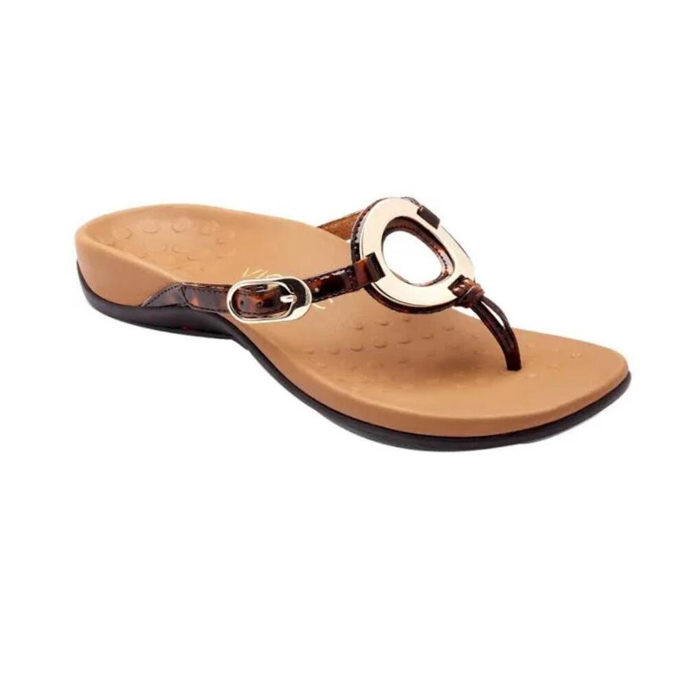 Vionic Brown Animal Print Karina Thong Sandal Sz.11